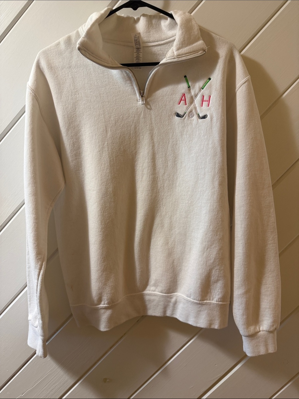 Jerzees White Half-Zip Turtleneck Pullover with Golf Embroidery